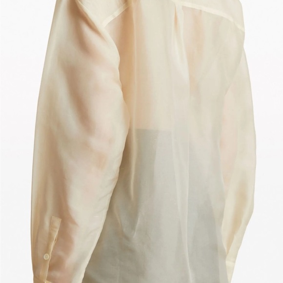 KHAITE Nori Pleated Front Silk Organza Semi Sheer Dress Shirt Sz 4 NWOT - Picture 16 of 16